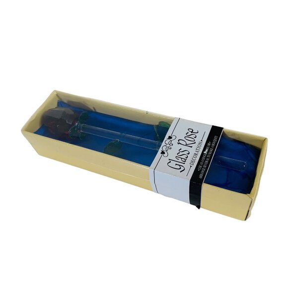 Elegant Glass Red Rose Decoration With Box Crystal Art Flower Gift Home Decor - Picture 3 of 6